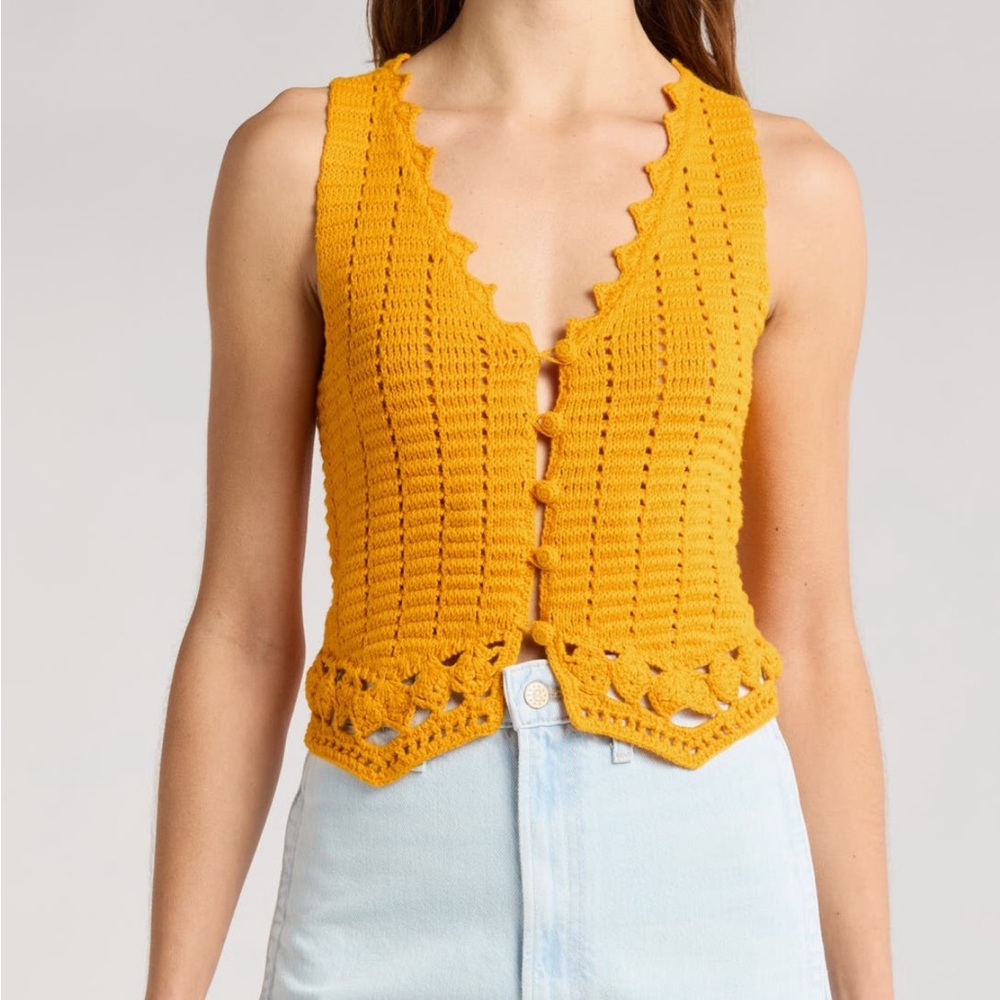 NWT Mother Crochet Open Stitch Vest - Picture 2 of 3